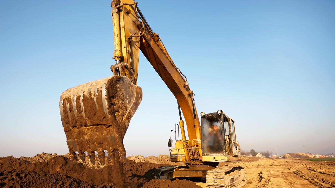 Rockleigh Services excavator digging on a residential or commercial site in Adelaide